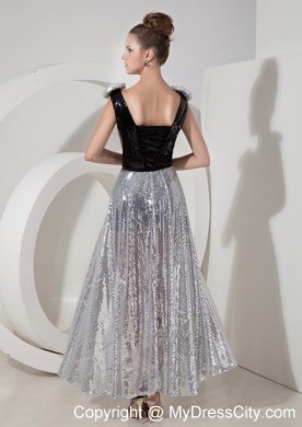 Custom Made Black and Silver Prom Dress with Detachable Sequins