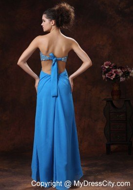 Teal Strapless Beaded Decorate Bust Stylish 2013 Prom Dress