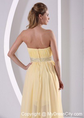 High-low Sweetheart Beaded Yellow Chiffon Detachable Prom Dress