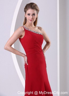 Column Wine Red Brush Train Prom Dress For Formal Evening