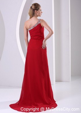 Column Wine Red Brush Train Prom Dress For Formal Evening