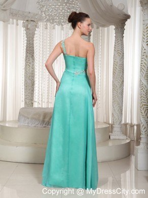 Customize Turquoise One-shoulder High Slit Prom Dress For Party