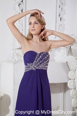 Purple Sweetheart Prom Dress with Beading and Brush Train