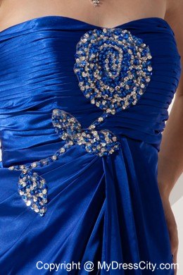 Royal Blue Brush Train Strapless Prom Dress in Elastic Wove Satin