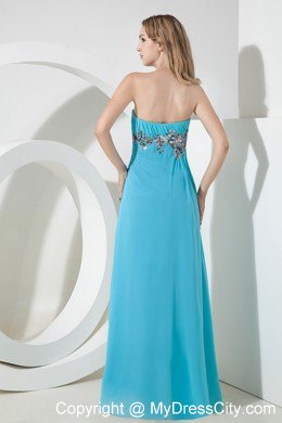 Aqua Empire Floor-length Chiffon Strapless Sequined Prom Dress