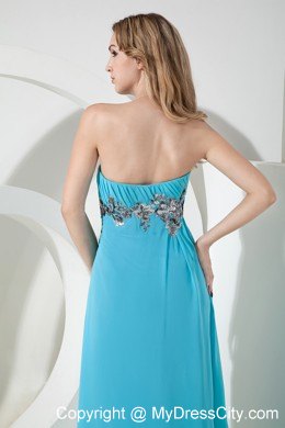 Aqua Empire Floor-length Chiffon Strapless Sequined Prom Dress