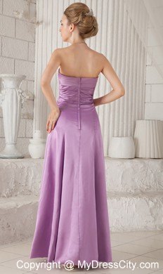 Alluring Lavender Column Sweetheart Satin Ruched Dress for Prom