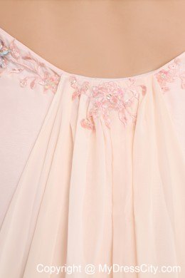 Beautiful Appliques Light Pink Prom Dress with Watteau Train