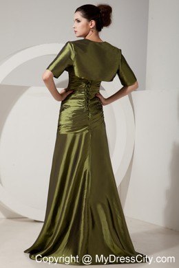 Gorgeous Olive Green Prom Dress with Beading and Ruching