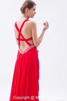 Beautiful Red Empire Chiffon Prom Maxi Dress with Straps