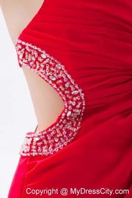 Beautiful Red Empire Chiffon Prom Maxi Dress with Straps