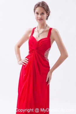 Beautiful Red Empire Chiffon Prom Maxi Dress with Straps