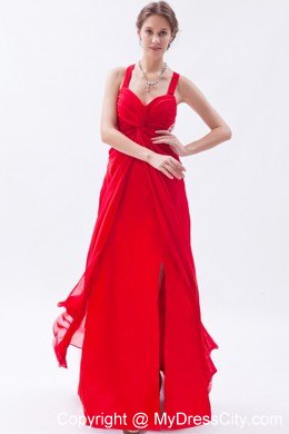 Beautiful Red Empire Chiffon Prom Maxi Dress with Straps