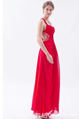 Beautiful Red Empire Chiffon Prom Maxi Dress with Straps