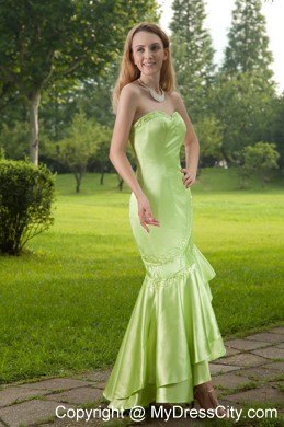 Spring Green Mermaid Sweetheart Prom Dress Beaded