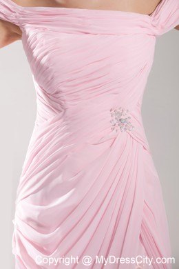 Pink Off the Shoulder Chiffon Prom Celebrity Dress with Slit