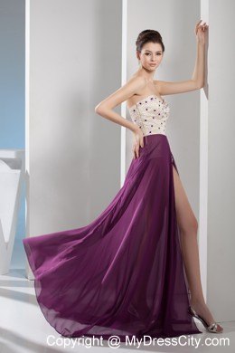 Venetian pearl Column Sweetheart Long Prom Dress in Purple