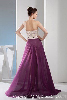 Venetian pearl Column Sweetheart Long Prom Dress in Purple