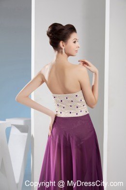 Venetian pearl Column Sweetheart Long Prom Dress in Purple