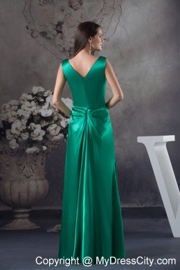 2013 Beading V-neck Green long Column Prom Dress