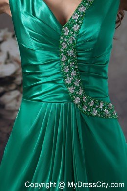 2013 Beading V-neck Green long Column Prom Dress