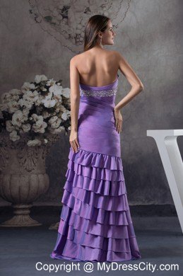 Purple Beading and Ruffles Strapless Long 2013 Prom Dress