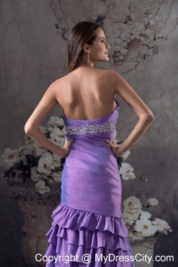 Purple Beading and Ruffles Strapless Long 2013 Prom Dress