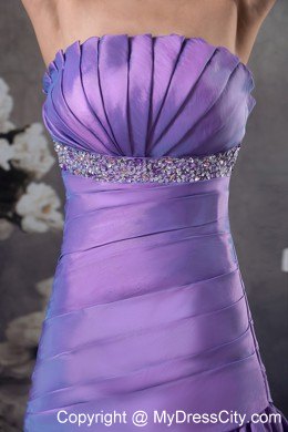 Purple Beading and Ruffles Strapless Long 2013 Prom Dress