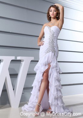 Beaded White Mermaid Sweetheart Prom Party Dress