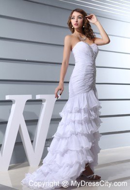 Beaded White Mermaid Sweetheart Prom Party Dress