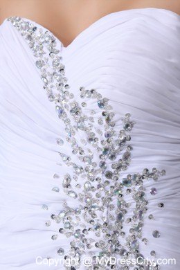 Beaded White Mermaid Sweetheart Prom Party Dress