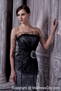 Black Strapless Mermaid Beaded Prom Evening Dress