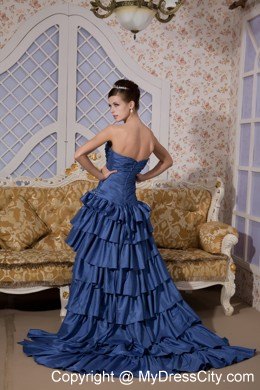 Royal Blue Sweetheart Beading High-low Prom Evening Dress