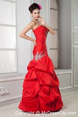 Hot Red Sweetheart Mermaid Beading Prom Dress for Ladies