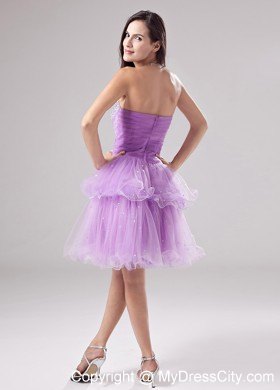 Lavender Homecoming Prom Dress Beading Ruched Layered Organza