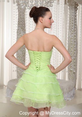 Yellow Green Layered Corset Back Prom Homecoming Dress Beading