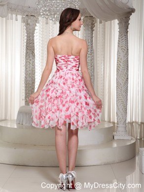 Printing Colorful Layers Beading Ruched Prom Homecoming Dress