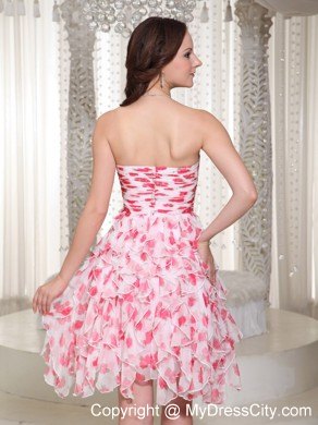 Printing Colorful Layers Beading Ruched Prom Homecoming Dress