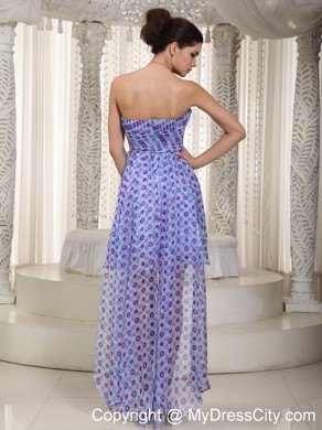 Printing High-low Sweetheart Cool Back Cocktail Homecoming Dress