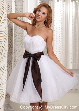 Simple Sashed Sweetheart Ruched Organza Summer Homecoming Dress