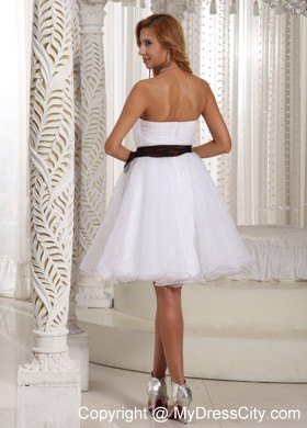 Simple Sashed Sweetheart Ruched Organza Summer Homecoming Dress