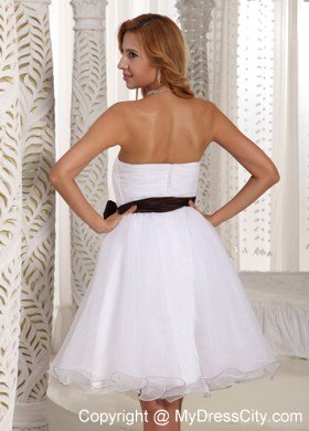 Simple Sashed Sweetheart Ruched Organza Summer Homecoming Dress