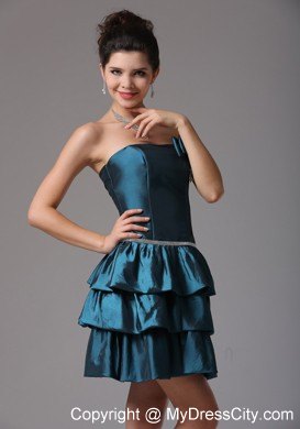 Ruffled Layers Blue Homecoming Cocktail Dresses Bow Beading