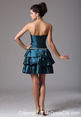 Ruffled Layers Blue Homecoming Cocktail Dresses Bow Beading