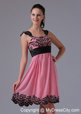 Violet Red Lace Straps Appliques Homecoming Cocktail Dresses