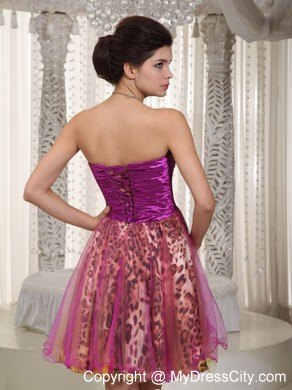 Leopard Colorful Organza Prom Homecoming Dress with Cool Back