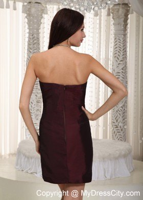 Burgundy Beading Mini-length Taffeta Cocktail Homecoming Dress