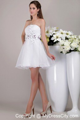 Floral Embellishment White Organza Homecoming Cocktail Dress