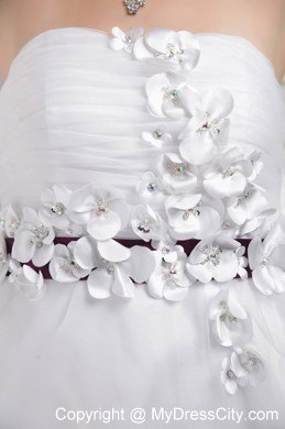 Floral Embellishment White Organza Homecoming Cocktail Dress