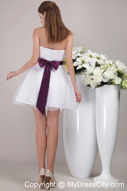 Floral Embellishment White Organza Homecoming Cocktail Dress